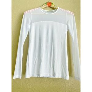 NWOT Anatomie White Luxurious Budah Long Sleeve Mesh Top Size Small